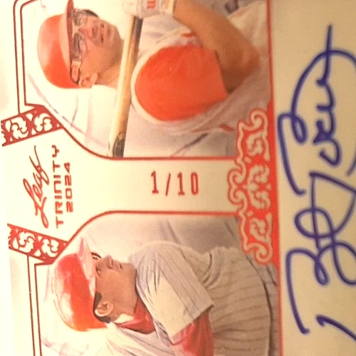 Leaf Trinity Dual Signatures 2025 rojo #DA-6 Bret Boone & Chris Sabo automático #1/10 Foto 2 de 3