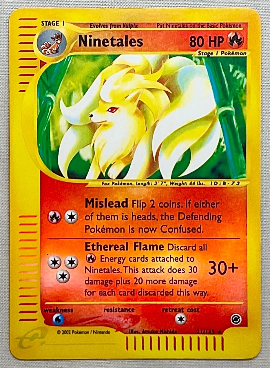 Pokémon Ninetales 21/165 Reverse Holo Rare - 2002 Expedition Base Set - NM to MT