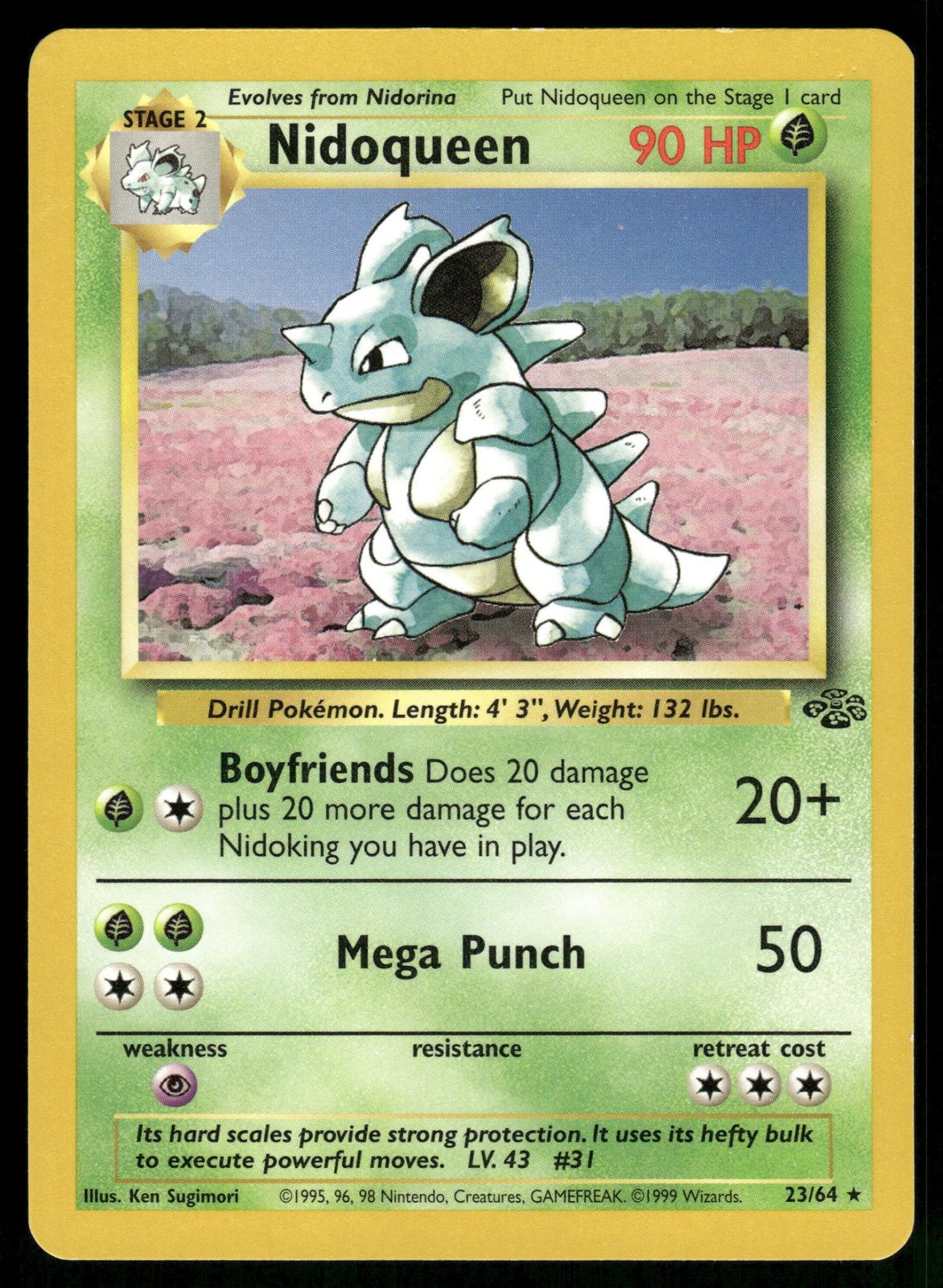 Nidoqueen 23/64 Rare Jungle Pokemon Near Mint