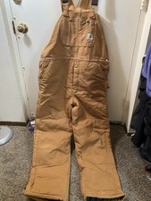 Carhartt R38 Men's Zip To Waist Bib Overalls, Size 40 brown