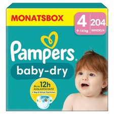 Pampers Windeln - Baby Dry Gr.4 Maxi 9-14kg - Monatsbox - 204St.