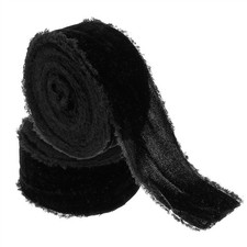 2Roll Velvet Ribbon 1-1/2"x3Yd Handmade Frayed Vintage Ribbons Black