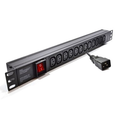 kenable PDU IEC C13 C20 16A Horizontale Stromverteilung 6/8-fach 1HE Schwarz