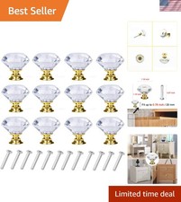 12 Pack Drawer Knobs Diamond Shaped Crystal Glass 30mm Cabinet Knobs Pull Han...