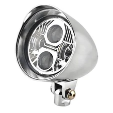  Motorcycle 4.5inches Aluminum Tri Bar Visor Alloy LED Headlight Lamps Chrome