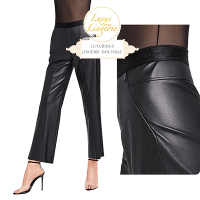 Pantalon Estella Wolford XS Noir Cuir Vegan Brillant Pliés - Photo 1/3