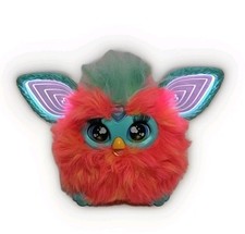Furby Interactive 2023 Plushy Coral Teal Orange Fur / Turquoise Works Great