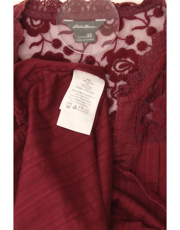 Blusa Camisa EDDIE BAUER Mujer Ver a Través UK 6 XS Borgoña Floral BN05 Foto 3 de 3