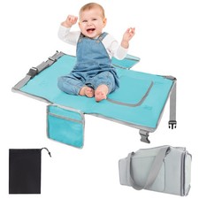 Toddler Airplane Bed Travel Bag 2 in 1 Portable Seat Extender Footrest Blue