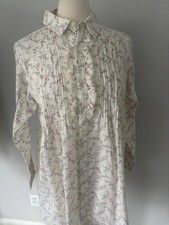 Lauren Ralph Lauren M Floral Nightdress Pajama Buttons Collar Lace Long Sleeve