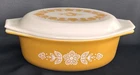 Vintage PYREX Ovenware Casserole Dish With Lid Butterfly Gold 2.5 Qt Made in USA