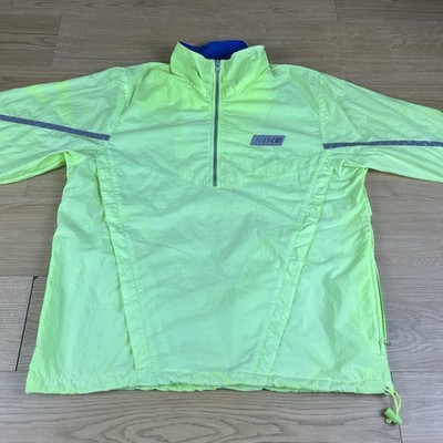 Nike 90s Neon Green Reflective Quarter Zip Silver Tag Spellout Festival Medium