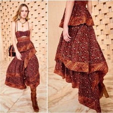 $900 Ulla Johnson Josana Silk Cutout High-Low Dress in Agate Sz 6 Boho