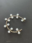 VTG Signed Coro Milk Glass & Rhinestones Bracelet 7" Estate Jewelry G92