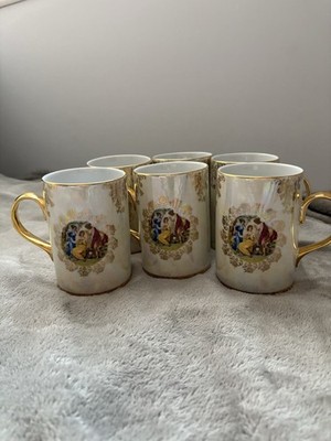Vintage Czech Thun Porcelain Cup, Set of 6, Rococo Scene, Made in Czech Republic