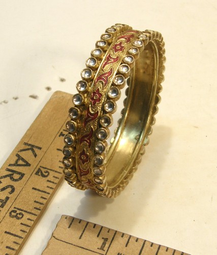 AMRITA SINGH BANGLE BRACELET CRYSTAL JEWELED ENAMELED BRASS BOLLYWOOD INDIA BOHO - Picture 2 of 12