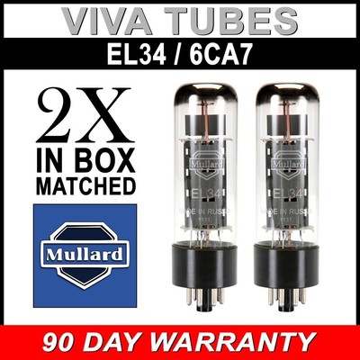 Brand New Plate Current Matched Pair (2) Reissue Mullard EL34 6CA7 Vacuum Tubes