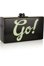 NWT EDIE PARKER GLITTERED ACRYLIC CLUTCH BOX JEAN GO! BLACK Rare