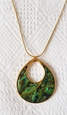 Polished Abalone Shell ~ Pendant Necklace ~ Gold Plated 40cm Chain ~ M&S