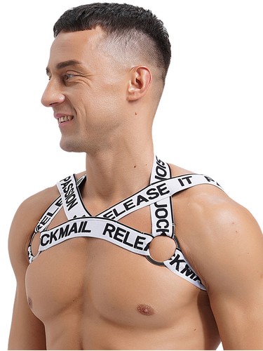 Cintura uomo sexy elastica body petto imbracatura o-ring cinghie muscolari top clubwear - Foto 62 di 124