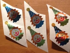 VINTAGE Stickers Shiny HAPPY CLOWN HAMBLY LOT of 6