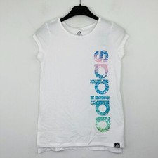 Adidas Girl's XL T-Shirt White Logo Doodle Graphic Short Sleeve Tee NWT BP2