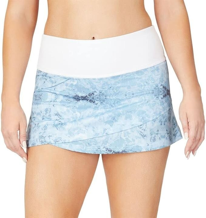 Fila Essentials Tiered Skirt - White/Blue Fog Print NWT Size Medium
