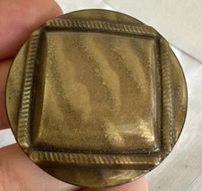 Vintage Brown Round With Design 1 3/4” Raised Shank Metal Button