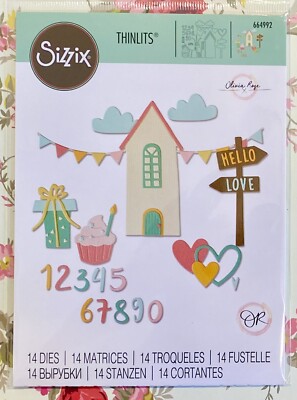 NEW HOUSE PARTY Sizzix Thinlits Die set 664992 cottage mansion cupcake banner