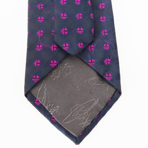 K03-k052 Vivienne Westwood orb-print silk tie Black/purple - Picture 5 of 8