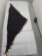 Pom Pom Triangle Scarf Shaw Goth Punk Wrap  61" X 22"