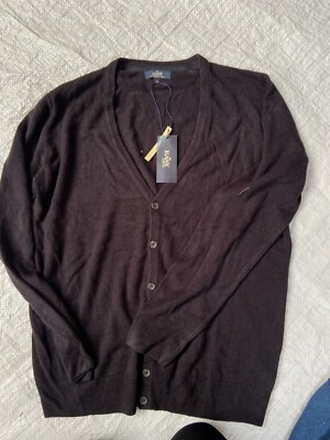 Easy Herren Strickjacke mit V-Ausschnitt und Knopfleiste - Größe M - schwarz