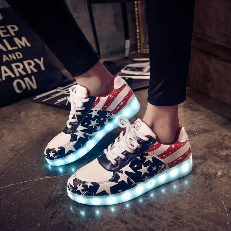 Vergelden ~ kant Sceptisch LED Light Up Shoes USB Recharging Shoes Light For Men USA Star LED Sneakers | eBay Vergelden ~ kant Sceptisch LED Light Up Shoes USB Recharging Shoes Light For Men USA Star LED Sneakers | eBay