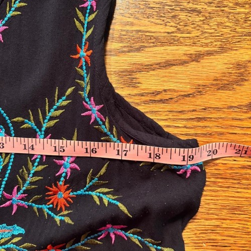 Signature JMB Black Sleeveless Embroidered Midi Dress Size 1X Boho - Picture 7 of 10