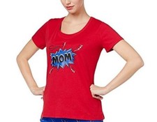 Family PJS Womens Super Mom Pajama TOP Thunder Bolts Red SMALL NWOT