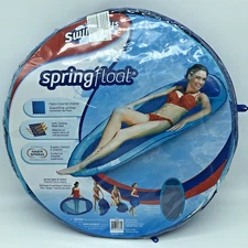 SwimWays Original Spring Float Swim Hammock Water Chair Pool Lake Blue Twist Fol