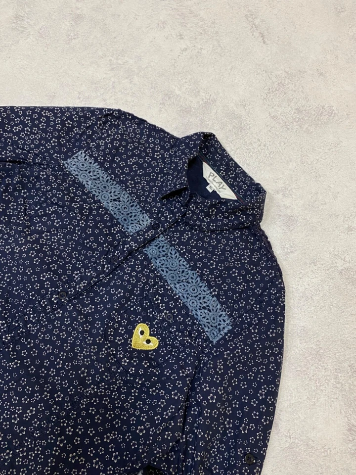 Camisa Play Comme Des Garcons Mujer Azul Floral Manga Larga Talla XL Foto 4 de 4