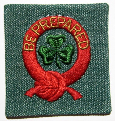 Vintage Girl Scout 1948-55 1st FIRST CLASS BADGE Be Prepared Patch GREEN CLOVER