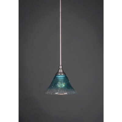Toltec Lighting Stem Mini Pendant, 7' Teal Crystal Glass - 23-BN-458