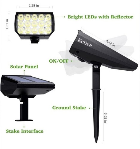 Bright Solar Spotlights Outdoor Solar Outdoor Light Waterproof 2 Pack - 第 4/5 張圖片