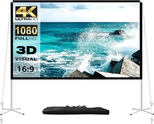 Projector Screen and Stand 100 Inch Portable Outdoor Projection Screen 16:9 4K