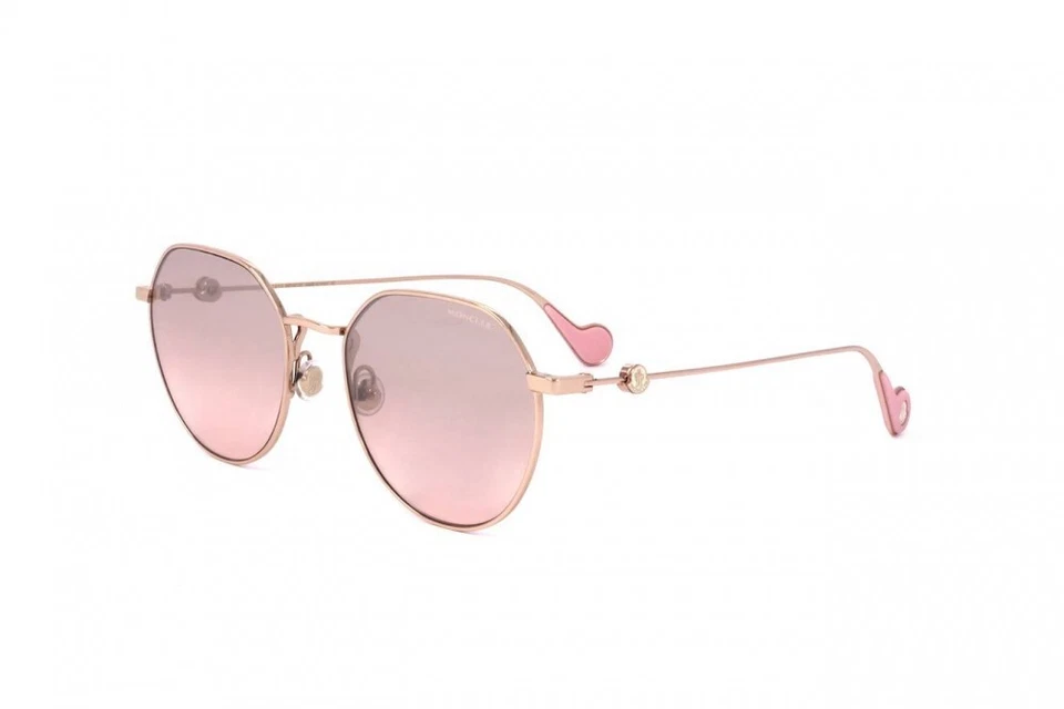 Moncler ML0156K 28U Oro Rosa Redondo Espejado Gafas de Sol Marco de Metal 57-20-145 Foto 2 de 3