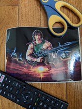 ancien autocollant sticker rambo 5 x 6,5 rare collection années 80 stallone film rétro