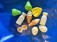 Vintage 1970  s Lot of Pretend Play Grocery Food milk jugs fried eggs Hong Kong