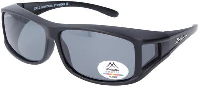 Polarisierende Montana Sonnenbrille/Überbrille FO5 Schwarz Matt - graue Tönung