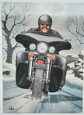 ポスター　David Mann エドロス　壁紙 Poster - David Mann Illustration Cult Biker Motorcycle Poster Wall