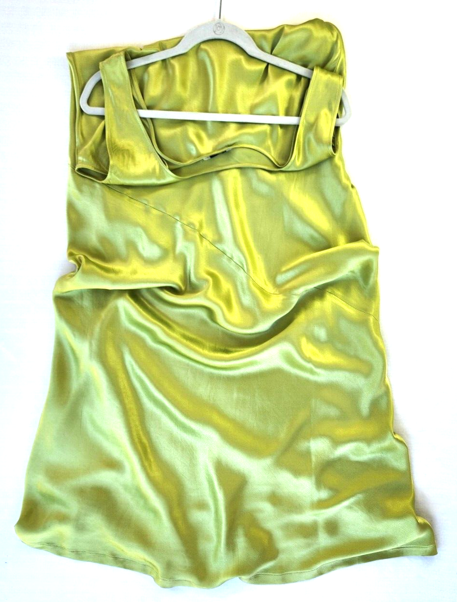 DISSH Women's Maxi Satin Lime Green Sleeveless Dress New Sz 12 | eBay