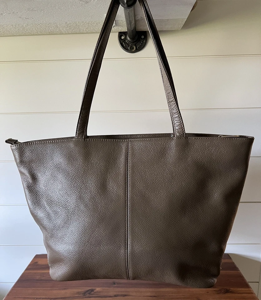 Bolso de Hombro Cartera ONNA HERRLICH Cuero Piedra Guijarro Marrón Foto 3 de 4