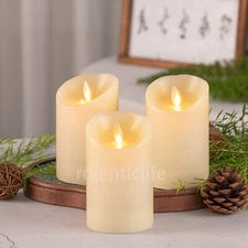 Luminara Flameless Unscented Wax Candles with Remote Moving Wick Pillar 3x4.5 