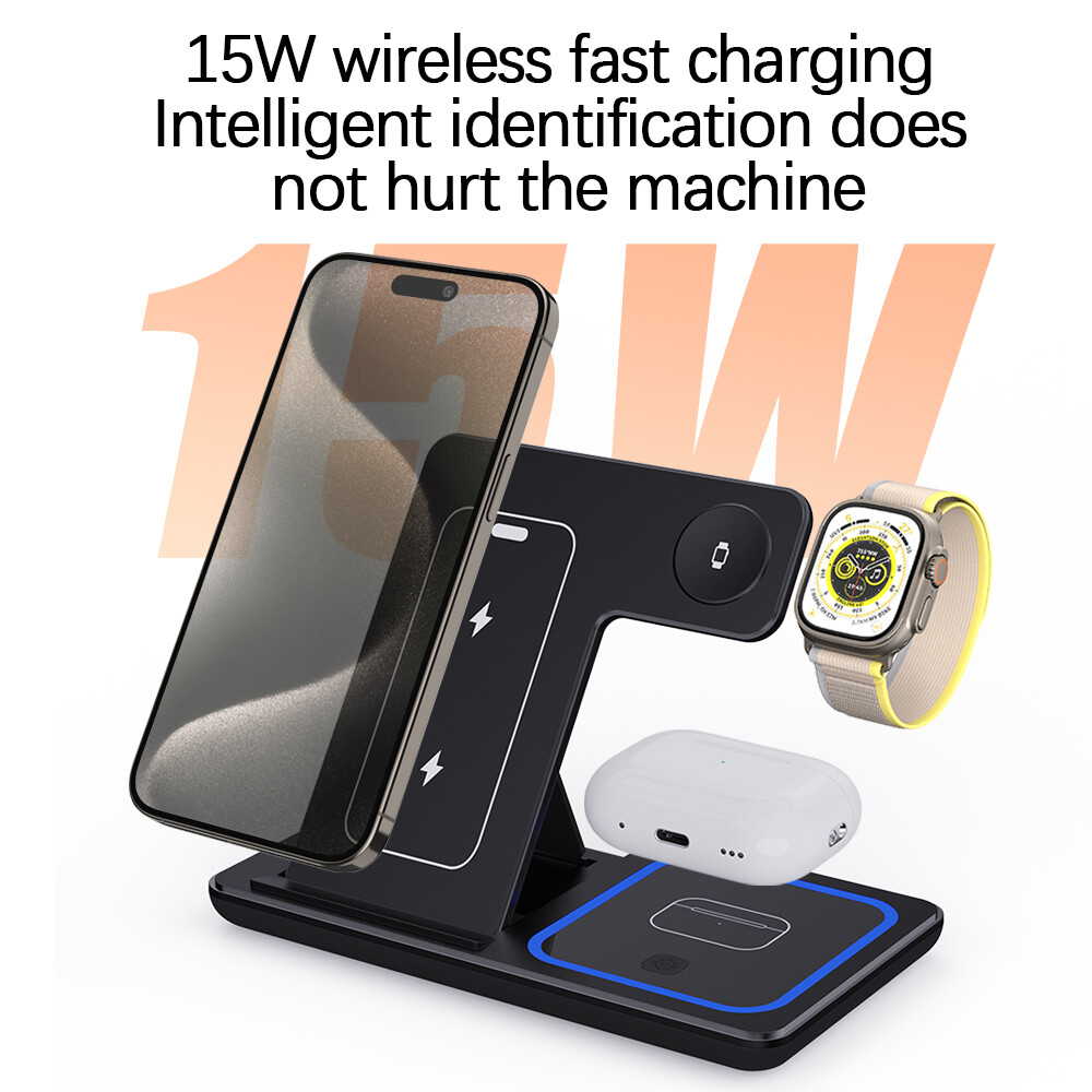 Wireless Charging Station 3-in-1 Foldable for iPhone Apple Watch AirPods-image
